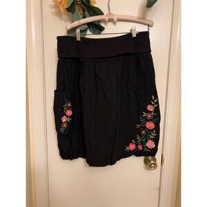 Flowers Floral/Womens/NWT Skirt/Puff Skirt/Stretch Black XL